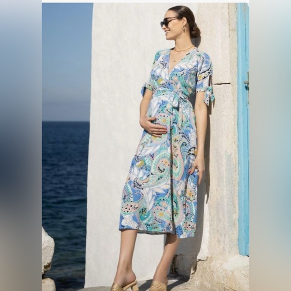 Seraphine Dresses & Skirts - Seraphine Blue and Green Patterned Midi Dress